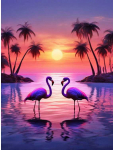 Wizardi Spalvingas deimantinės mozaikos rinkinys &bdquo;Flamingai&ldquo; 30x40 cm