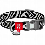 Collar WAU &Scaron;UNS ANTKAKLIS I&Scaron; NAILONO SU ADRESO ŽYMEKLIU QR XL 25 mm/37&ndash;58 cm ZEBRA