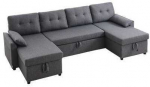 Vevor U formos 6 vietų miegamoji sofa pilka
