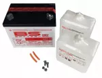 Universalus Akumuliatorius SU RŪG&Scaron;TIES ELEKTROLITU 12V 24Ah De&scaron;inėje PLIUSAS 196 mm x 131 mm x 184 mm sausai įkrautas