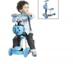 Triratis balansinis paspirtukas boružėlė su stūmimo rankena Scooter 3in1, mėlynas