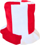 Baltai raudona fanų cilindro formos skrybėlė