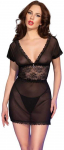 Chilirose Babydolls Chilirose CR 4830 Elegant Juodas Sheer Babydoll Set Size S
