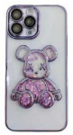 iLike Apple iPhone 15 Pro Silikoninis dėklas Print Desire Bear Violetinė