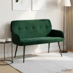 Dvivietė sofa su metalinėmis kojelėmis 2 vietos Tamsiai žalia
