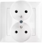 Toolight Dvigubas Lizdas Su Įžeminimu Ir Rėmeliu Oste Jnh002-g Baltas