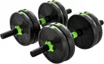 Aosom Reguliuojamas hantelių ir &scaron;tangos rinkinys, 15 kg, 3 viename, žalias