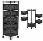 Virtuvės lentyna pagalbininkas organizatorius sukamomis lentynomis 5 pakopų metalinis ModernHome