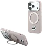 Dėklas Karl Lagerfeld with Ring Stand 360 Choupette Head Pin MagSafe do iPhone 18 Pro Max / 17 Pro Max rožinė