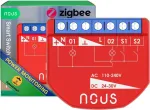Nous I&scaron;mani relė / jungiklis su sauso kontakto jungtimis, 2 kanalų, su galios matavimu ZigBee 2MQTT, TUYA