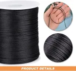 Nailoninė virvė apyrankėms 1,5 mm x 200 m nailoninis siūlas apyrankių virvelei juodas siūlas nailoninė virvė nailoninė juosta satininė virvė apyrankėms