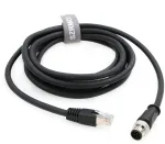 Szrmcc M12 A Code 8 kontaktų ki&scaron;tukinis į Rj45 ethernet cat6 gigabitinis ekranuotas vandeniui atsparus jutiklio pavaros kabelis, skirtas cognex in-sight 7000 dmr-300 kameros vaizdo jutikliams (juodas, 2 m)