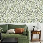 Varypaper tropiniai tapetai su lapais 44,5 cm x 200 cm, lipnūs tapetai, gėlės, lipni plėvelė, balta matinė dekoratyvinė plėvelė, baldų plėvelė, ra&scaron;tuoti fototapetai, tapetai miegamajam, tapetai svetainei