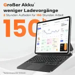 Apps2car Magic Klaviatūra, skirta Ipad Pro 11 colių (1-ai, 2-ai, 3-iai, 4-ai kartai) ir Ipad Air (4-ai, 5-ai kartai), plaukiojantis konsolinis stovas su ap&scaron;viesta jutikline klaviatūra - balta