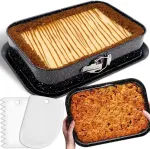 Retoo kepimo forma stačiakampė 35 x 24 cm tortinė su nepraleidžiančia nelimpančia danga, nuimamu pagrindu, anglinio plieno kepimo forma tortams, ledams ir desertams, juoda