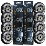 Nils Extreme riedučių ratukų komplektas, guminiai, 72 mm, 8 vnt. + Abec-9 guoliai, juodi