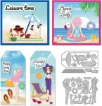 Delorigin pjovimo &scaron;tampai "lady on the Beach" etiketės &scaron;ventiniai pjovimo &scaron;tampai metalo įspaudimo trafaretai vandenyno pjovimo &scaron;tampai 2025 kortelių gamybos dekoravimui "pasidaryk pats" scrapbooking'o &scaron;ventinių albumų amatams