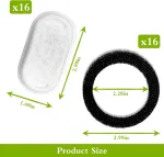 16 + 16 vnt. filtro kačių fontanui, geriamojo fontano kačių pakaitinis filtras, skirtas 108 oz/3,2 l ir 67 oz/2 l nerūdijančio plieno geriamajam fontanui katėms ir &scaron;unims, su anglies filtru ir putų filtru