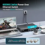 &Scaron;akotuvas Nicgiga 18 prievadų 2.5g tinklo jungiklis, 16x 2.5g Poe, 2x 10g Sfp+
