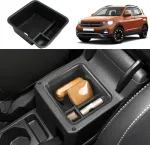 Coleya centrinės konsolės dėžutė, suderinama su vw t-cross 2018-2024, t cross priedai porankio organizatorius, t-cross centrinis porankio daiktadėžė su neslystančiu kilimėliu (juoda)