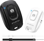 Atumtek kameros laikmatis, skirtas iphone ir android i&scaron;maniesiems telefonams (2 vnt.) belaidis nuotolinio valdymo pultas nuotraukoms ir vaizdo įra&scaron;ams (bluetooth 5.2) su rie&scaron;o dirželiu &ndash; juodas ir baltas