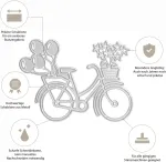 Stanzenshop Dviračio su gėlėmis &scaron;tampavimo trafaretas kortoms