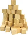 Maži mediniai kauliukai Fycooler, 35 vnt., mediniai kauliukai, 30 mm, natūralus medinis kubas, ruo&scaron;inys medžio amatams, medinis kvadratinis kubas, dekoratyvinis dėlionės antspaudas, matematika, statybiniai blokai, amatai