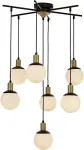 Opviq modernus sietynas su metaliniu korpusu ir stikliniu gaubtu, 110 cm auk&scaron;čio, 70 cm skersmens, 7 x E27 Max 40 W, juodas, baltas ir bronzinis, Glam & Industrial dizainas