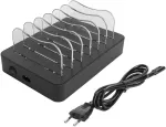 Deltaco Usb įkrovimo stotelė, 5 prievadai, Usb-a + 1 Usb-c prievadas (be laido) (juoda)