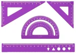 Msdada 4 dalių liniuotės rinkinys, pagamintas i&scaron; aliuminio lydinio, skriestuvas, matematikos geometrijos rinkinys, idealiai tinkantis pie&scaron;imui, matavimui studentams, mokytojams, architektams, inžinieriams (violetinis)