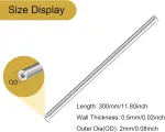 Lavmhab 304 nerūdijančio plieno vamzdis, 2 mm i&scaron;orinis skersmuo x 0,5 mm sienelės storis, 300 mm ilgis, besiūliai apvalūs nerūdijančio plieno vamzdžiai (4 vnt.)