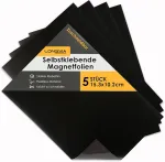 Longivia&reg; 5 vnt. lipnios magnetinės plėvelės rinkinys, stipri, pjaustoma pagal dydį, magnetai rankdarbiams, &scaron;aldytuvui, automobiliui, nuotraukoms, magnetinė plok&scaron;telė 0,5 mm, magnetinis popierius (15,3 cm x 10,2 cm) magnetinis lapas