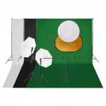 Fotostudijos rinkinys su &scaron;viestuvais, fonu ir reflektoriumi
