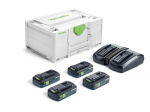 Priedų rinkinys Festool SYS 18V 4x4,0/TCL 6 DUO; 18 V; 4x4,0 Ah akum.