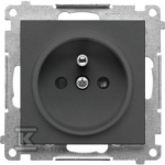 Kontakt-Simon Kontakt-Simon 55 TGZ1CZ.01/116 vieno ki&scaron;tuko lizdas su įžeminimu ir sklendėmis, modulis 16 A, 250V~, greitos jungtys, grafito matinis