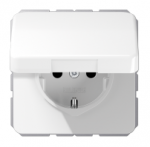 Jung Ki&scaron;tukinis lizdas su įžeminimu, dangteliu. CD serija, baltas