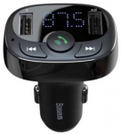 Įkroviklis automobilinis + FM transmiteris BASEUS (S-09A) (2xUSB) juodas