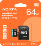Adata Premier Pro 64 GB UHS1 U3 V30 A2 Micro SD atminties kortelė + adapteris