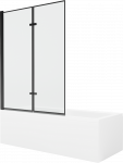 Vonia Mexen Cubik su apdaila ir stiklo sienele, 150x70 cm + 120 cm (II), Baltas+Juodas frame