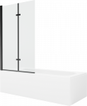 Vonia Mexen Vega su apdaila ir stiklo sienele, 180x80 cm + 100 cm (II), Baltas+Juodas/Transparent