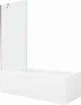 Vonia Mexen Cubik su apdaila ir stiklo sienele, 150x70 cm + 80 cm, Baltas+Chrome/Transparent