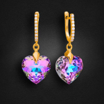 Diamond Sky Jewelry Sidabriniai auskarai moterims DiamondSky &bdquo;Romantic Heart III (Vitrail Light)&ldquo; su Swarovski kristalais