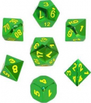 REBEL RPG Dice Set - Metal - Žalias with Geltona Numbers
