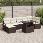 Sodo Sofų Rinkinys su saugykla 8 pcs Ruda Poli ratanas
