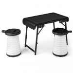 Lauko baldų komplektas Promotions Stovyklavimo stalas ir LED taburetės komplektas, 73.7x40.6x55.9 cm stalas, juoda