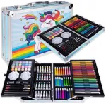 Decoartlt Pie&scaron;imo ir meno rinkinys 145 vnt.mėlynas, Renuaro vienaragis, Lagaminas, Pie&scaron;tukai, Dažai, flomasteriai
