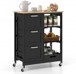 Bonideco Select Virtuvės sala ant ratukų 67x37x82,5cm., juodos/&scaron;viesiai rudos spalvos