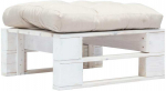 Otomanė i&scaron; paletės su smėlio spalvos pagalve, balta, mediena
