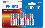 Philips AAA &scaron;arminės baterijos 10 + 10 vnt. LR03P20BP/10
