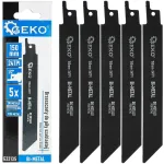 Geko Bimetaliniai tiesinio pjūklo a&scaron;menys metalui pjauti 150 mm, 24TPI, 5 vnt. (80)